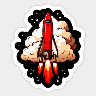 Spaceship on Takeoff Sticker